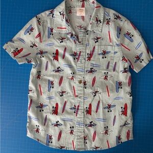 Disney Mickey Mouse Surfboard Print Shirt - Red, Blue, White Boys 7 cotton